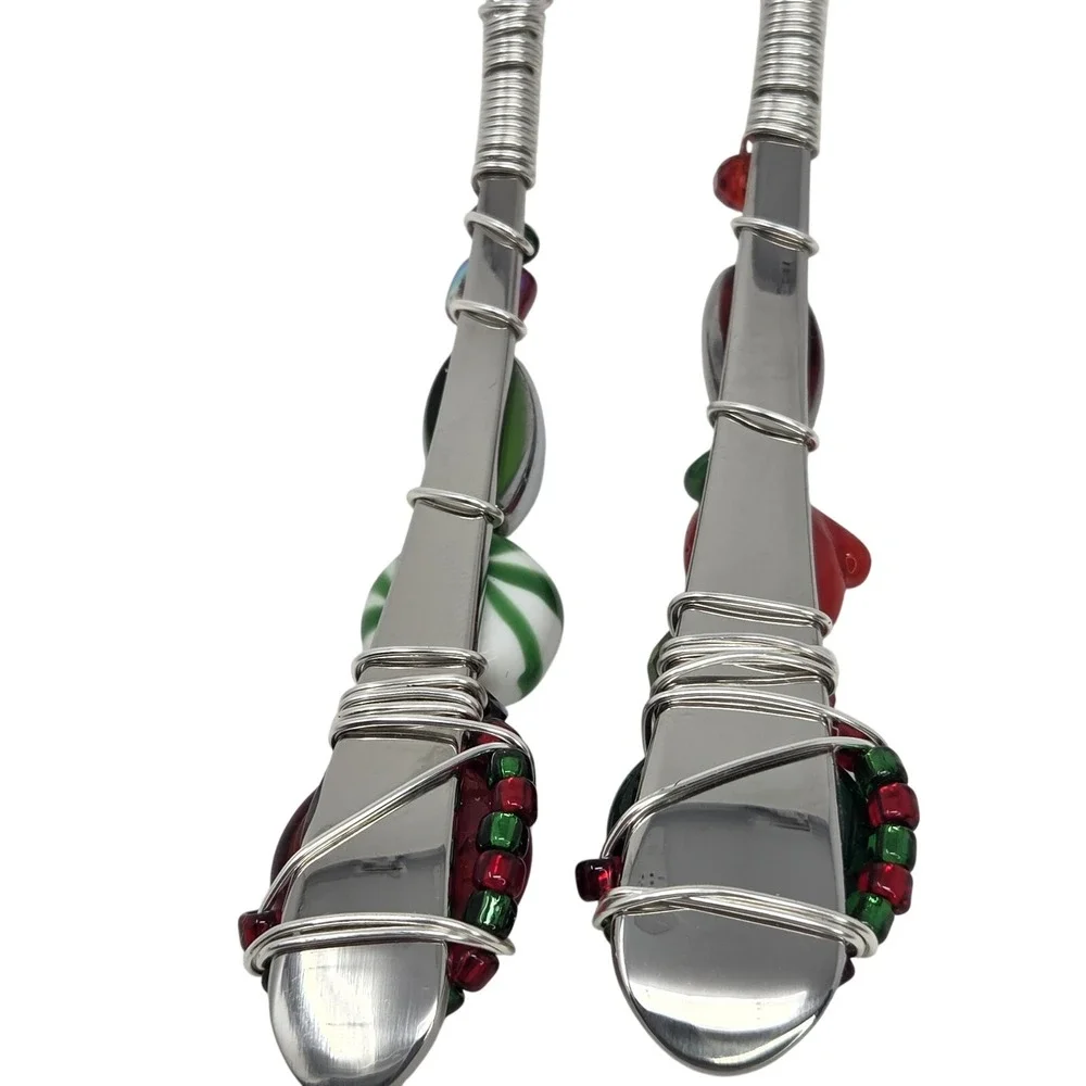 The Queen‎ Bead Christmas Charcuterie Set Beaded Spoon & Fork 6